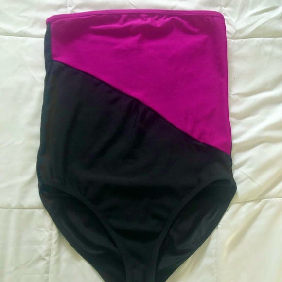 American Apparel Two-Tone Fuchsia/Black Swimsuit - Picture 4 of 4